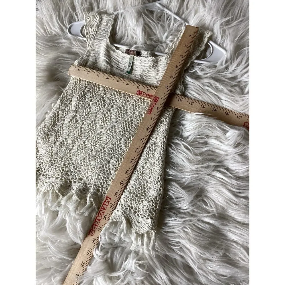 Matilda Jane You and Me Girls Crochet Boho Grace Top Minimalist Ivory Cream SZ 6